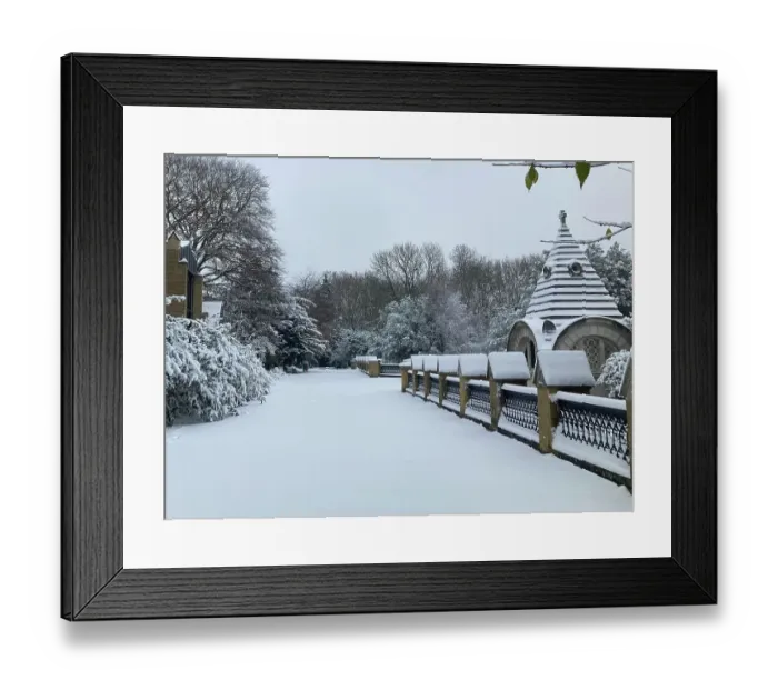 Framed Print : Snow on the Terrace Catacombs, Highgate Cemetery, London 2022