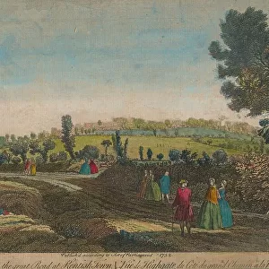 View of Highgate from the Great Road Kentish Town 1752 engraving