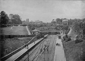 : The original Highgate Station, looking north, in 1890s